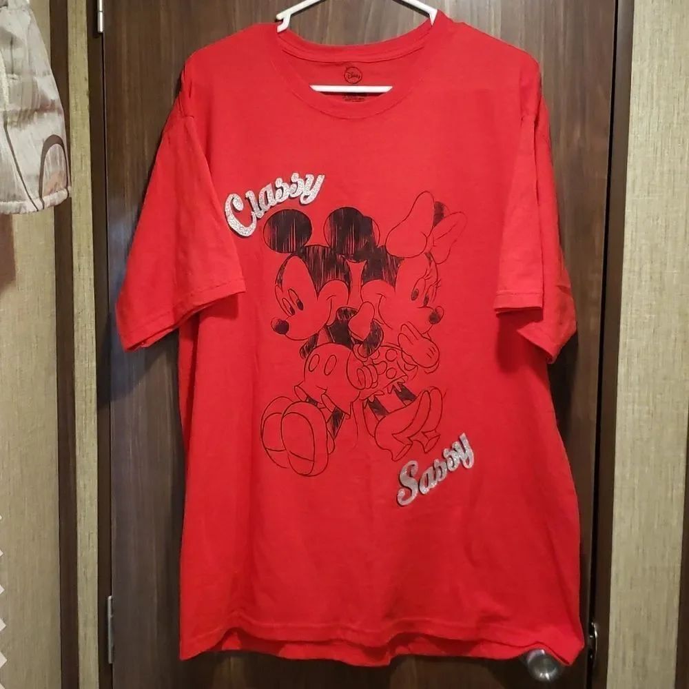 NWOT Mickey Mouse Minnie Mouse "Classy and Sassy" Red Black Silver T-Shirt Sz 1X
